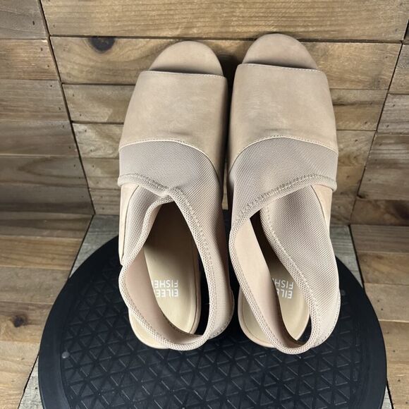 Eileen Fisher Women Size 8.5 Luca Sandal Latte Open Toe Pull On Heel Sandals - Picture 5 of 10